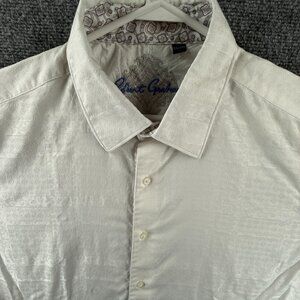 Robert Graham 2XL Geometric Cotton Modal Polyester White Long Sleeve Button Up